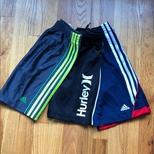 Set of 3 Adidas & Hurley Boys size 7 sports shorts